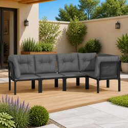 5 Piece Modular Patio Furniture Set in Black
