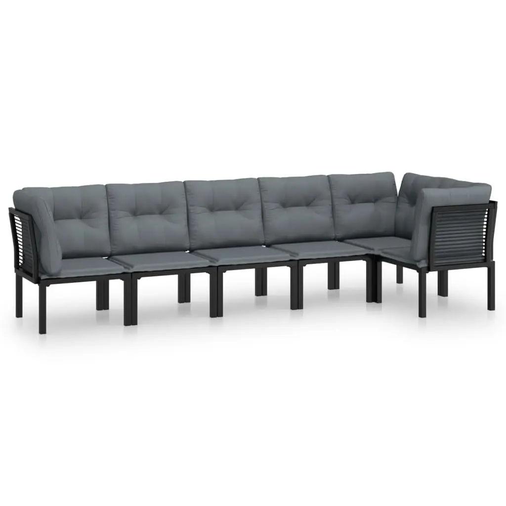 6 Piece Outdoor Garden Lounge Set in Black Grey