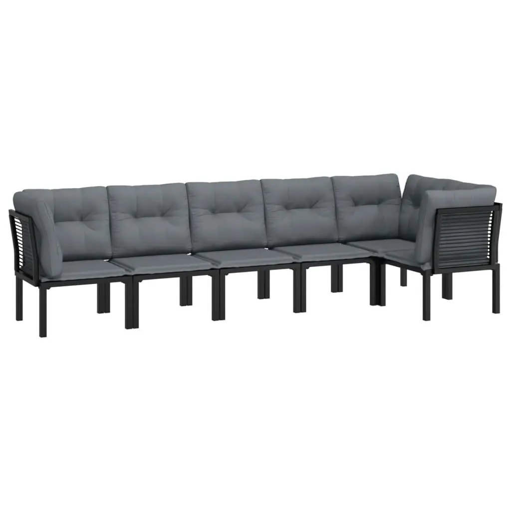 6 Piece Outdoor Garden Lounge Set in Black Grey