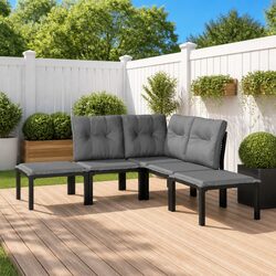Modular 5 Piece Outdoor Patio Lounge Set in Black and Grey