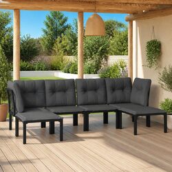 6-Piece Outdoor Patio Sectional Furniture Set in Black