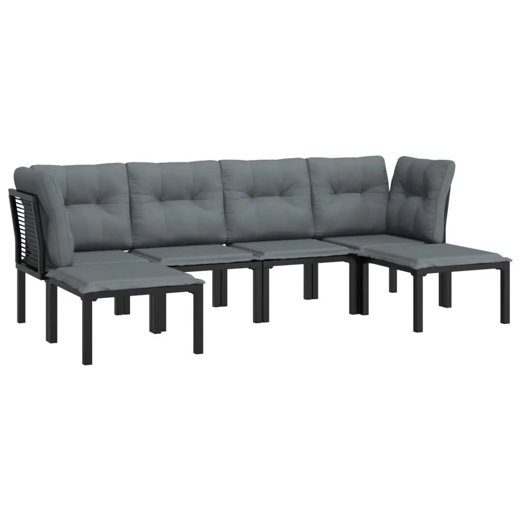 6-Piece Outdoor Patio Sectional Furniture Set in Black