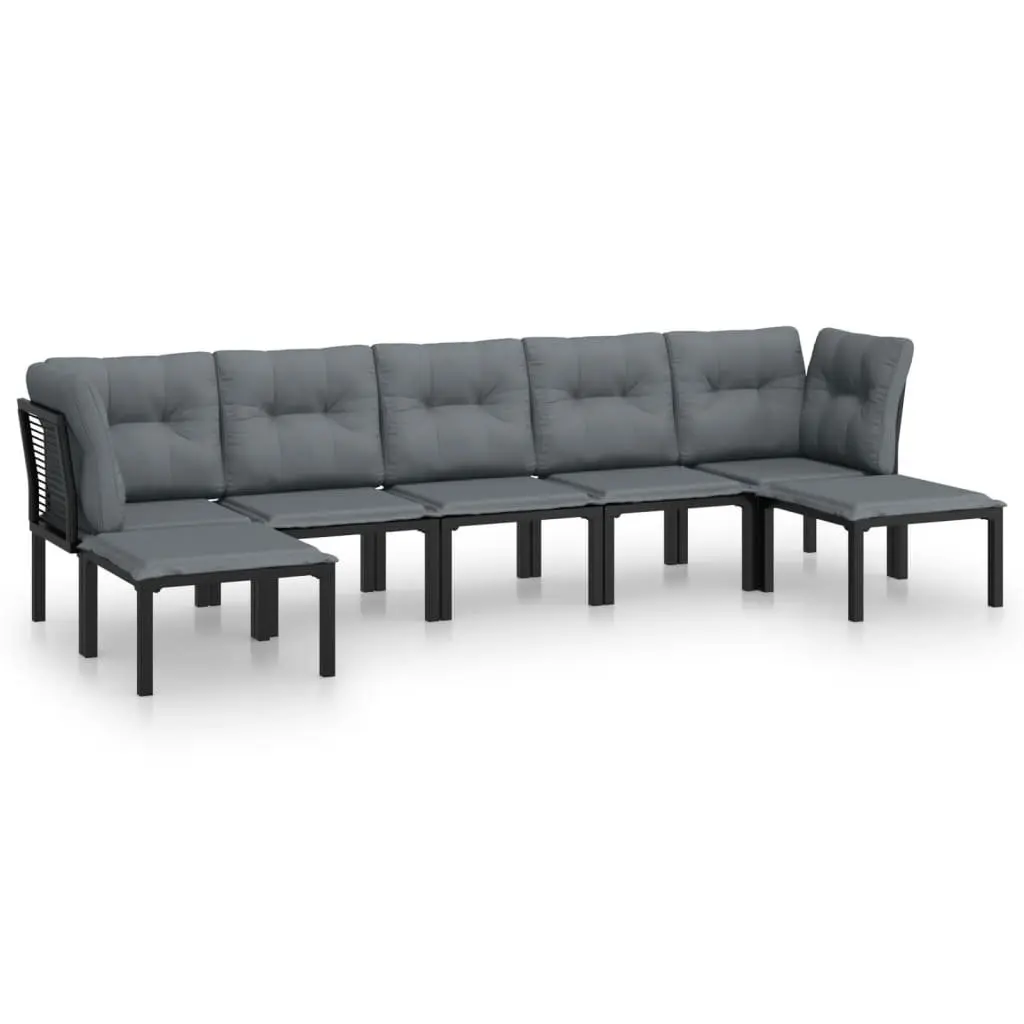 7 Piece Black Grey Modular Outdoor Lounge Set