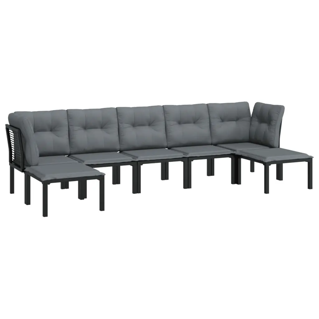 7 Piece Black Grey Modular Outdoor Lounge Set