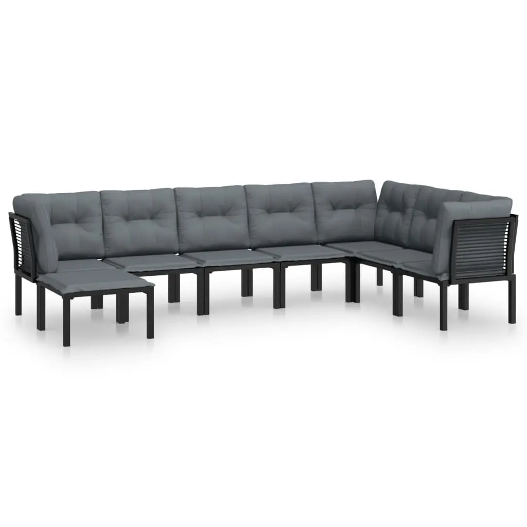 8 Piece Modular Garden Lounge Set in Black and Grey