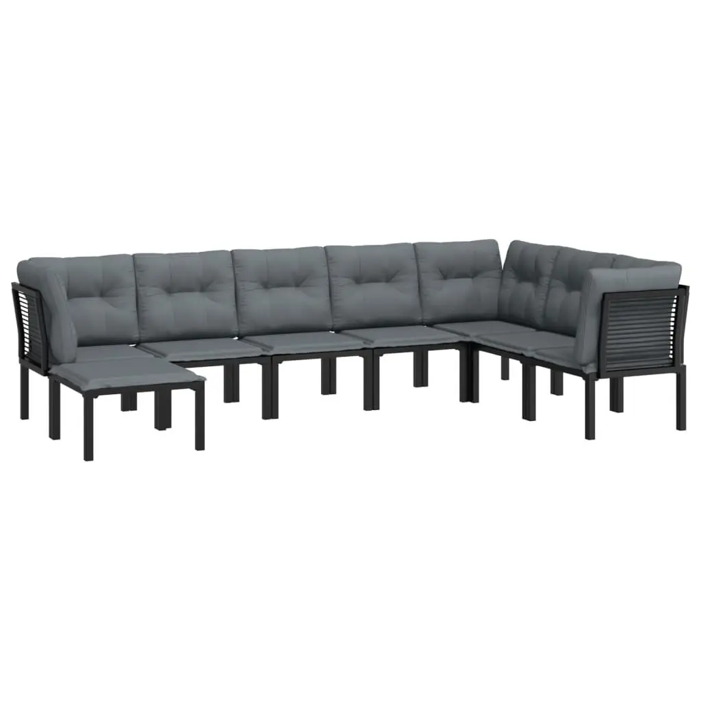 8 Piece Modular Garden Lounge Set in Black and Grey