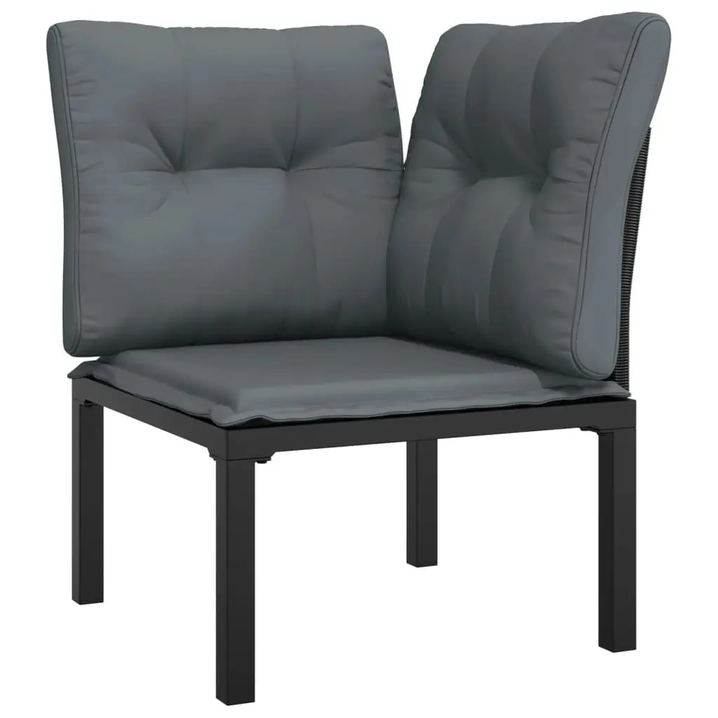 9 Piece Black Grey Rattan Outdoor Lounge Set