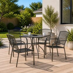 5-Piece Garden Dining Set with Steel Frame in Anthracite
