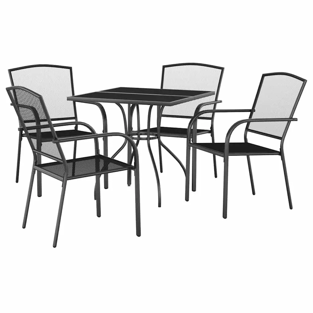 Garden Dining Set Steel Frame 5 Piece Anthracite Outdoor Furniture