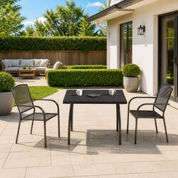 3-Piece Anthracite Garden Dining Set with Steel Frame