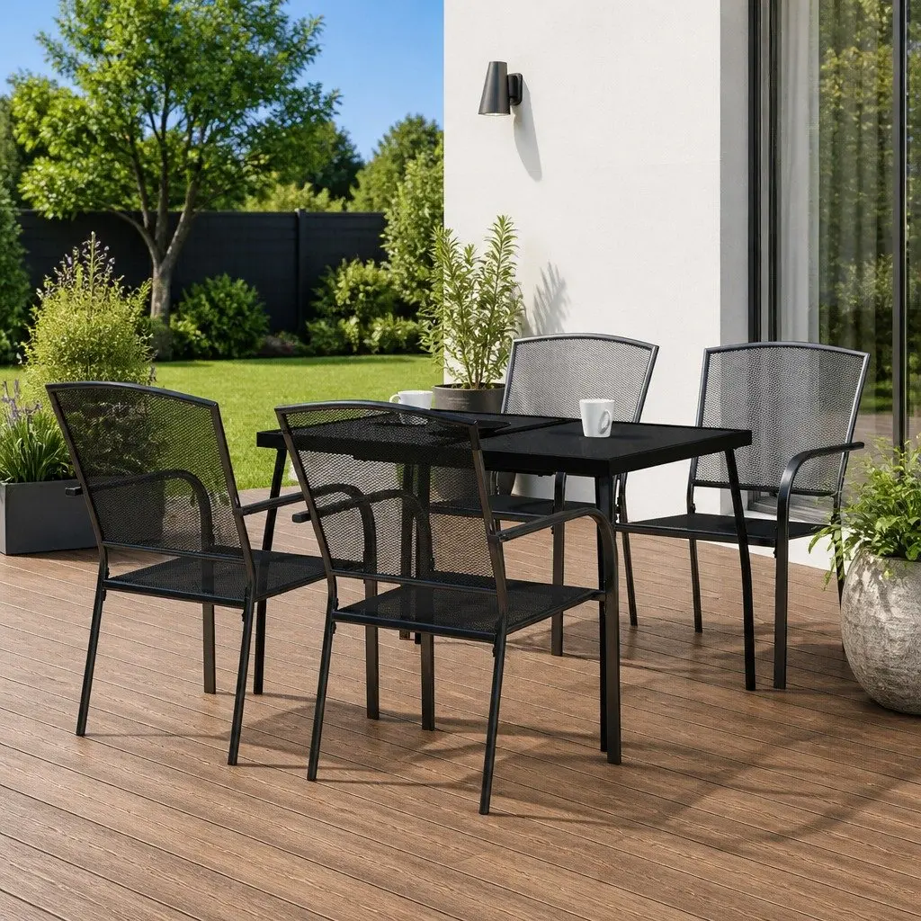 5-Piece Anthracite Steel Frame Garden Dining Set