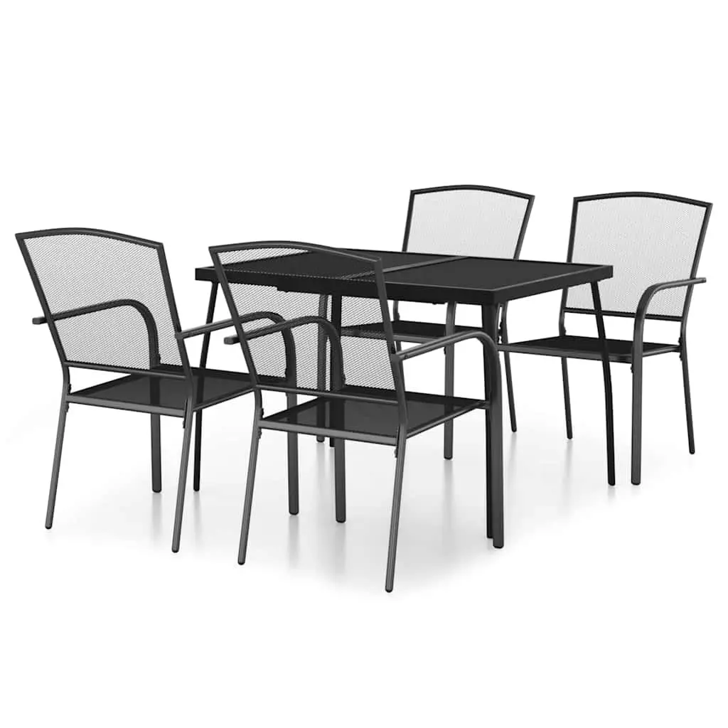 5-Piece Anthracite Steel Frame Garden Dining Set