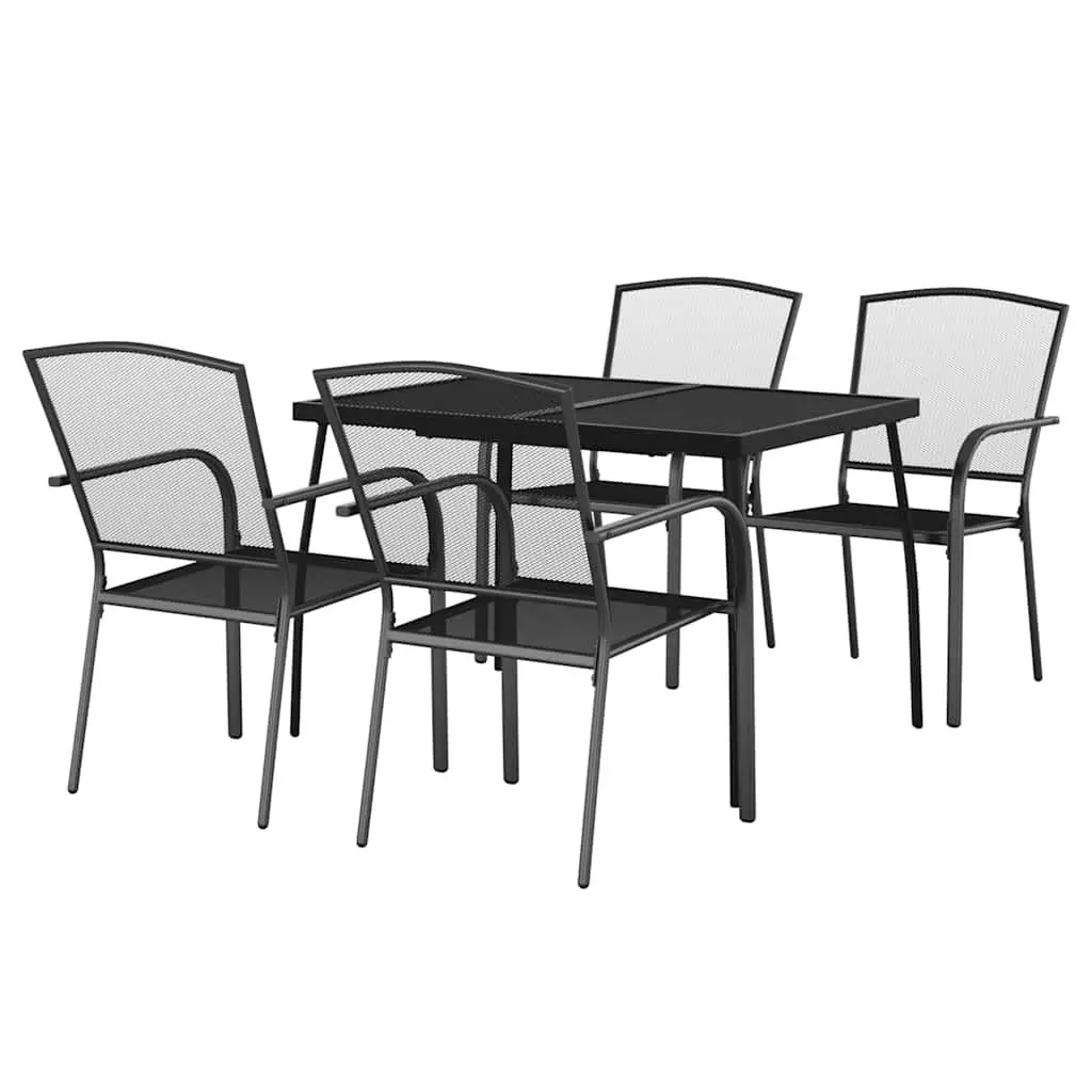 5-Piece Anthracite Steel Frame Garden Dining Set