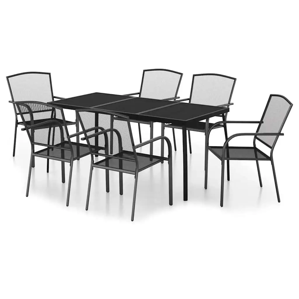 7 Piece Garden Dining Set with Steel Frame