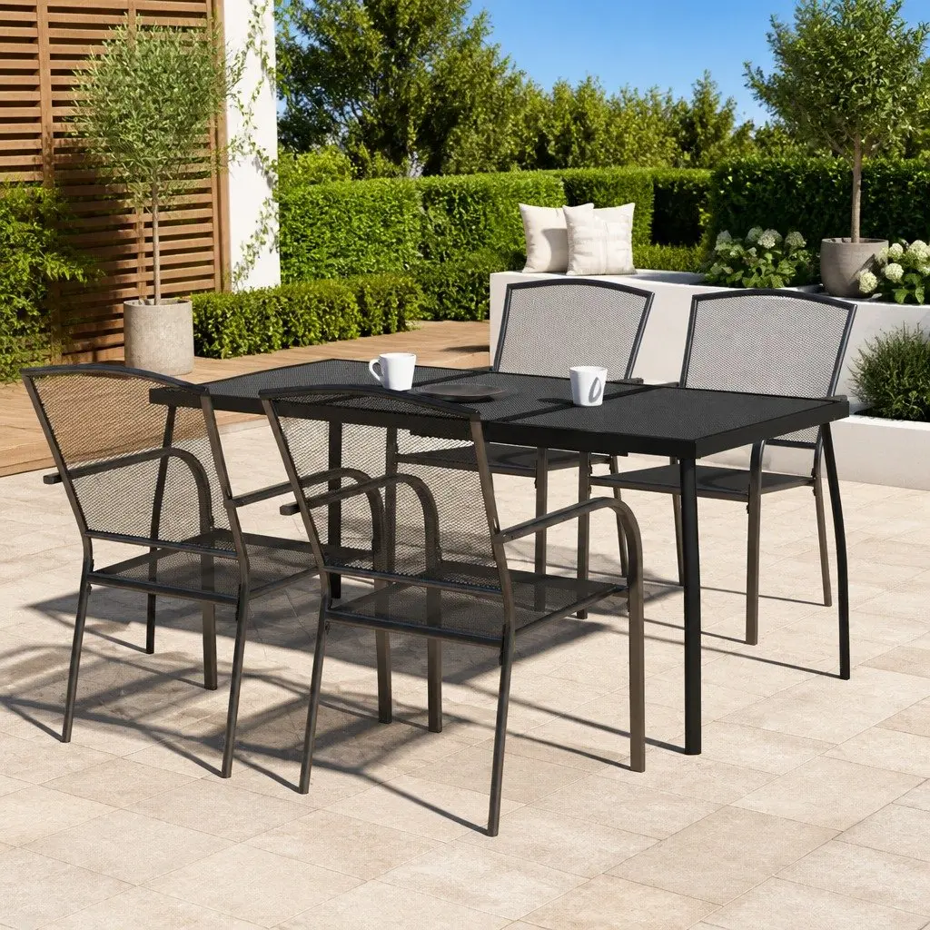 5 Piece Steel Outdoor Dining Set in Anthracite