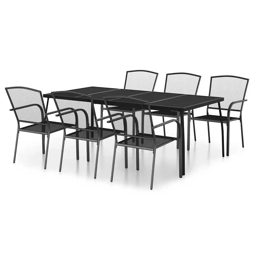 Outdoor Dining Set Steel 7 Piece Anthracite Garden Furniture
