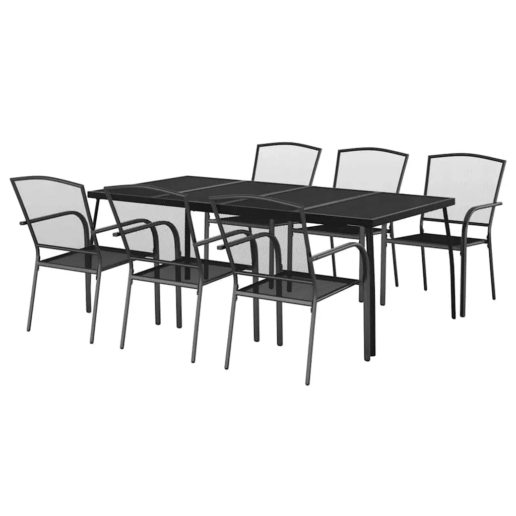 Outdoor Dining Set Steel 7 Piece Anthracite Garden Furniture