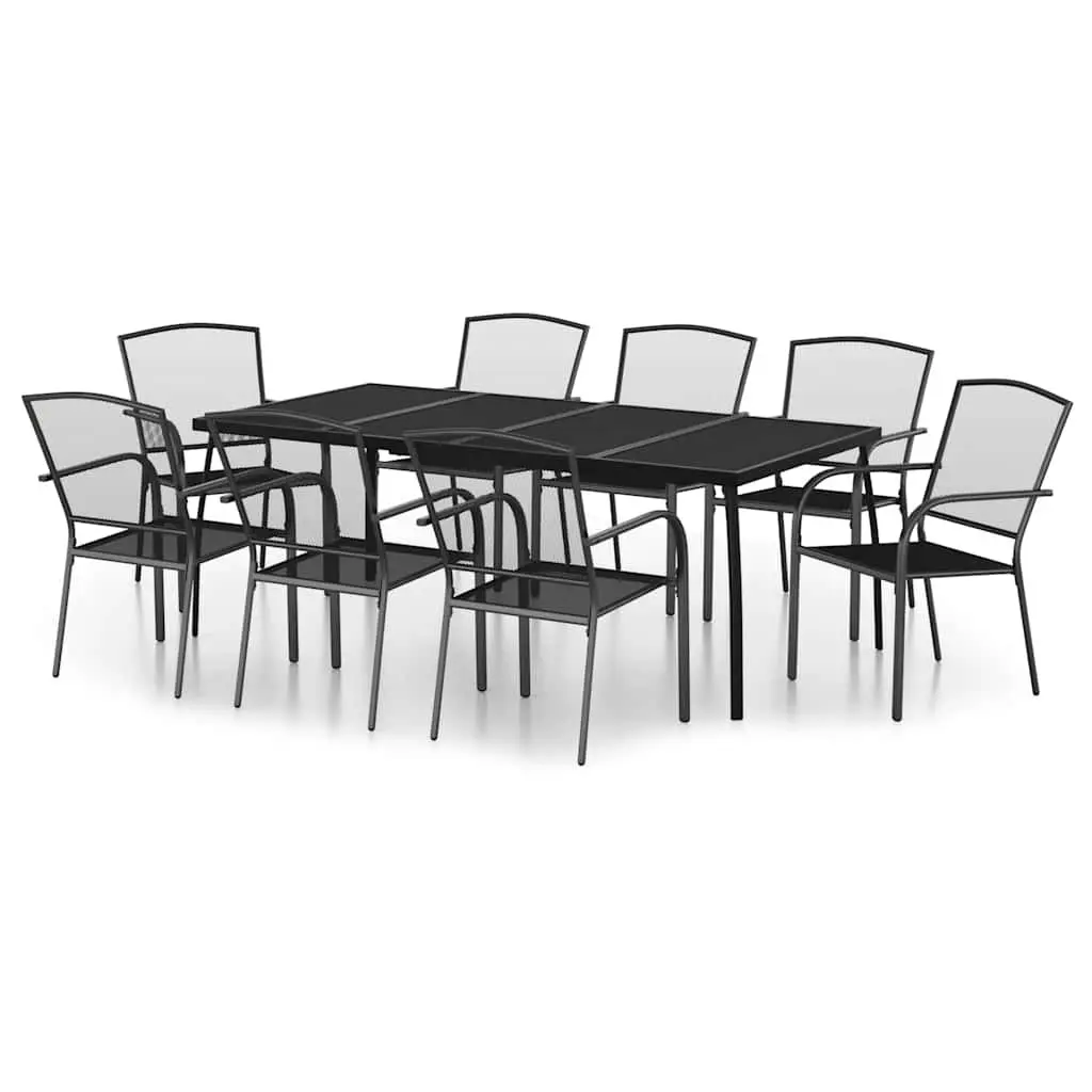 Outdoor Dining Set 9 Piece Anthracite Steel