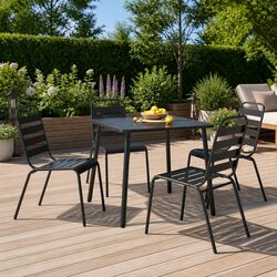 5-Piece Anthracite Patio Dining Set with Steel Frame