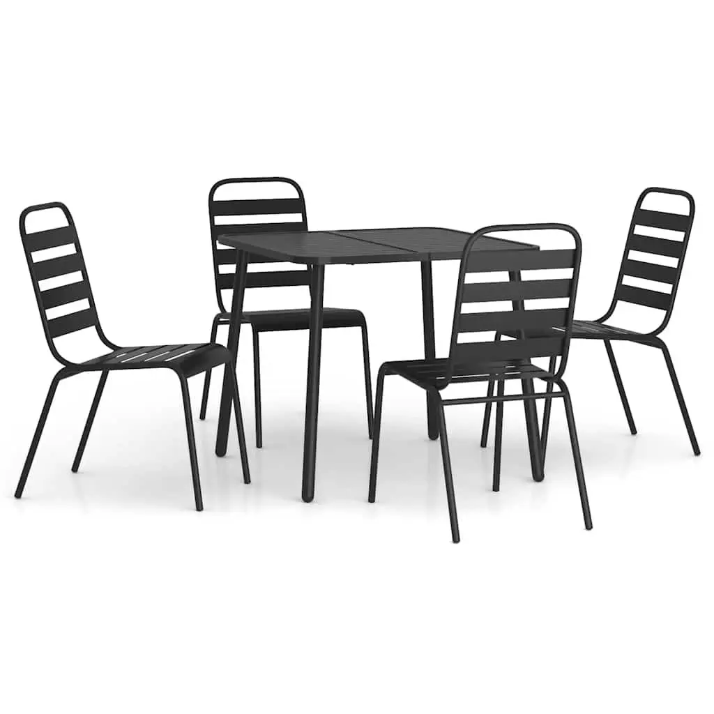 5-Piece Anthracite Patio Dining Set with Steel Frame