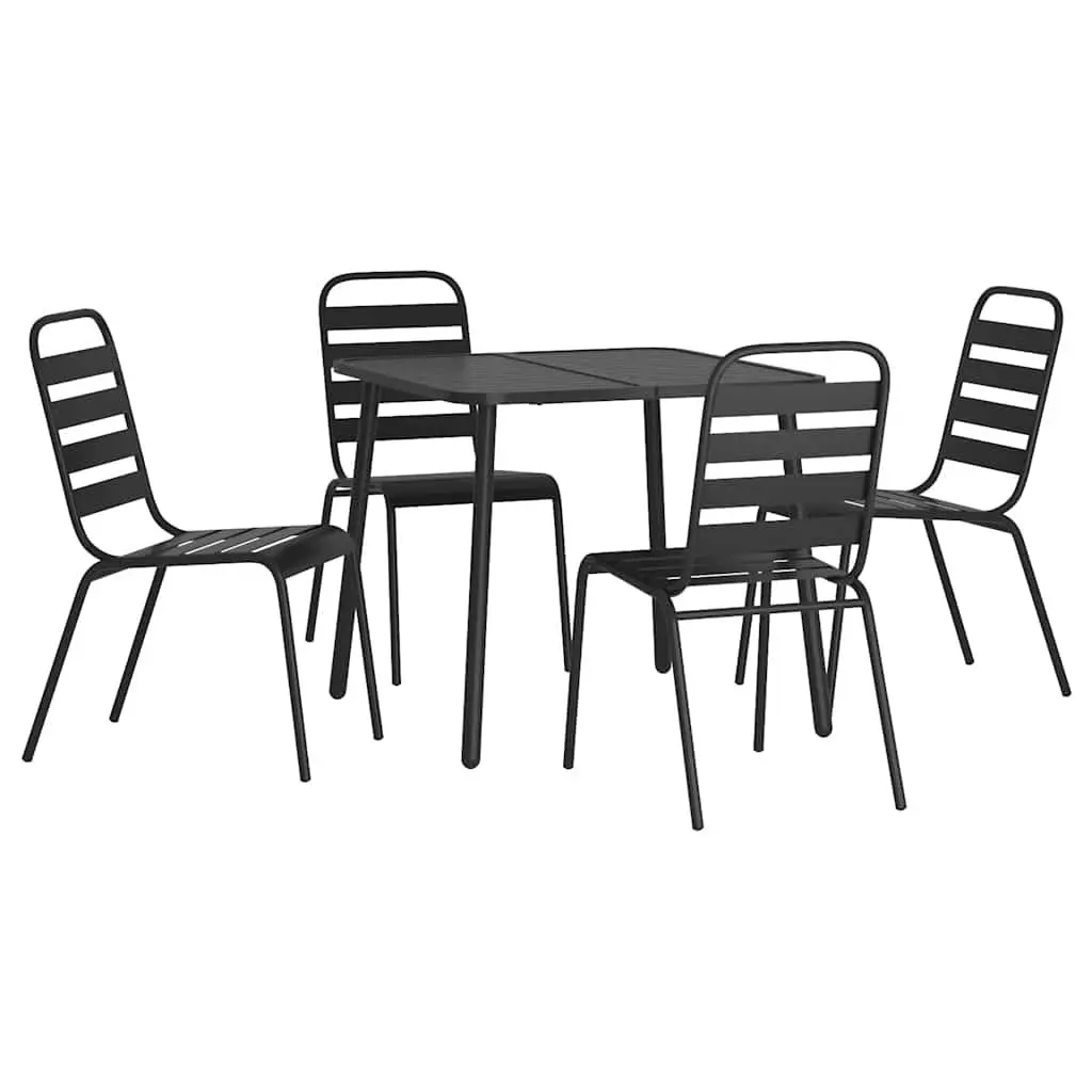 5-Piece Anthracite Patio Dining Set with Steel Frame