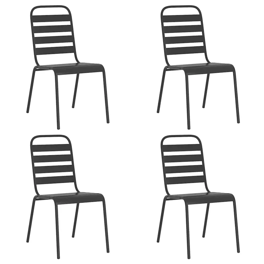 5-Piece Anthracite Patio Dining Set with Steel Frame