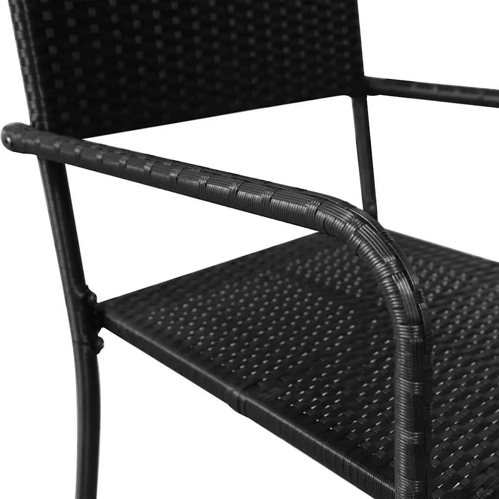 4-Piece Stackable Black Rattan Outdoor Dining Chairs