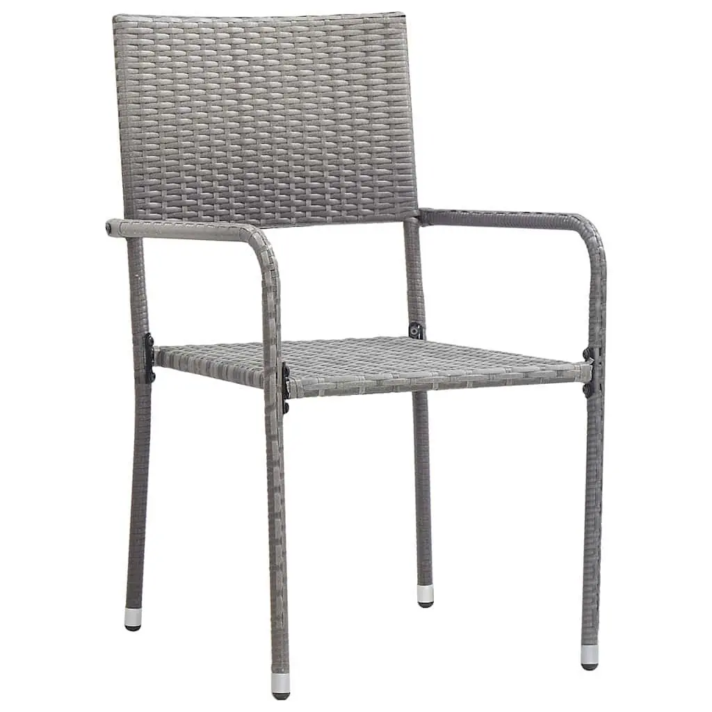 Stackable Grey Poly Rattan Outdoor Dining Chairs Set of 4