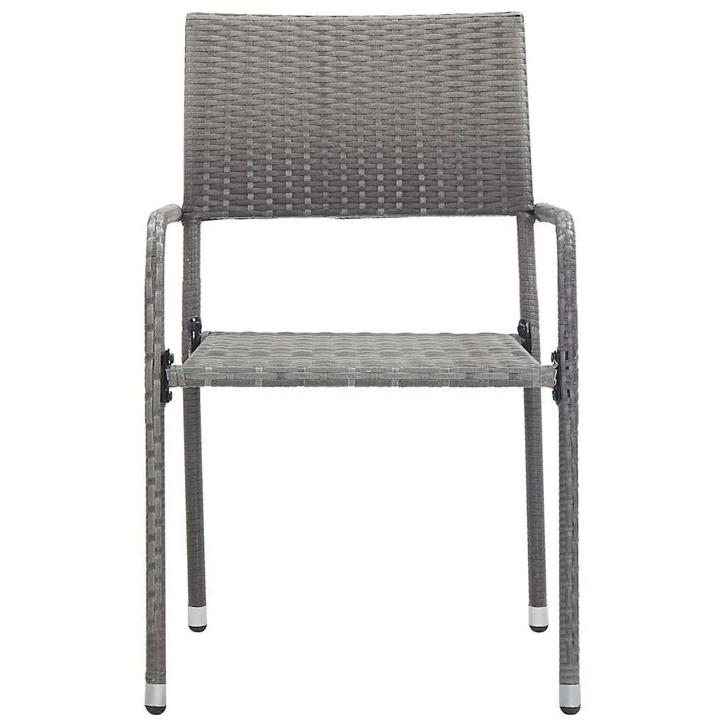 Stackable Grey Poly Rattan Outdoor Dining Chairs Set of 4