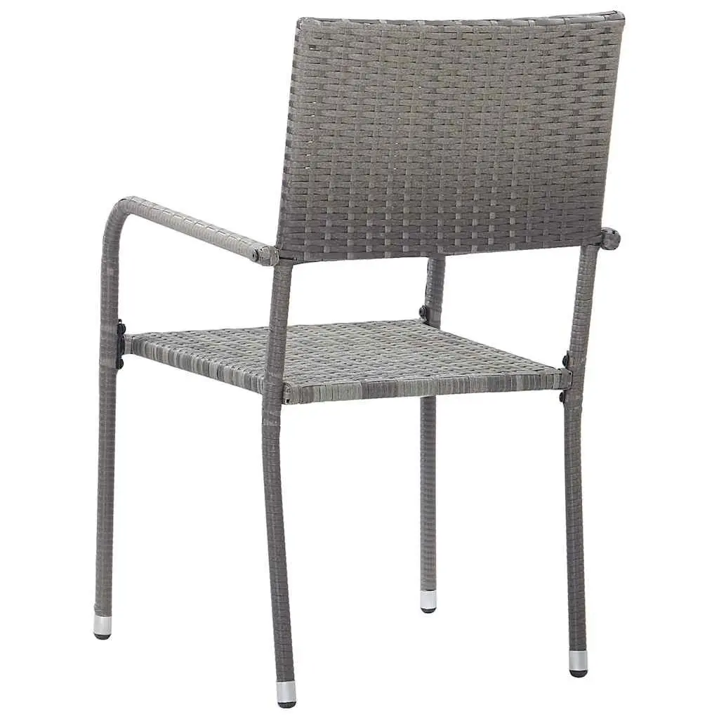 Stackable Grey Poly Rattan Outdoor Dining Chairs Set of 4