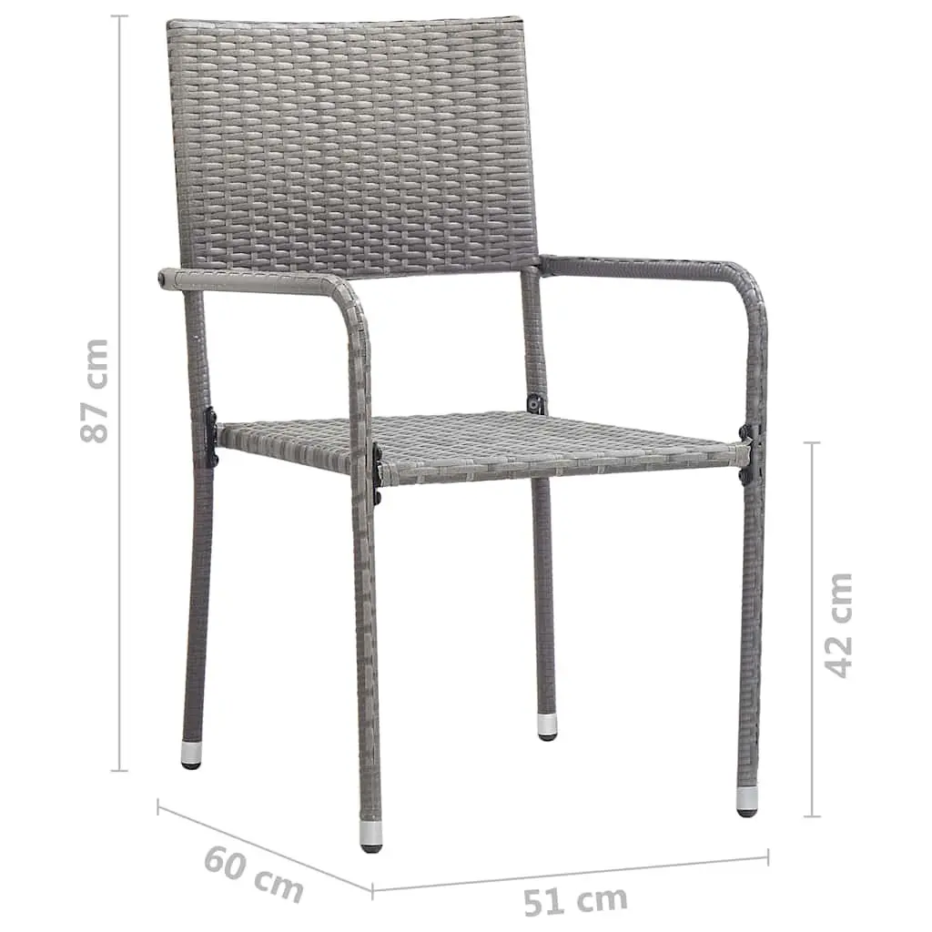 Stackable Grey Poly Rattan Outdoor Dining Chairs Set of 4