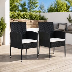 Stylish Outdoor Garden Chairs Set of 2 in Black Rattan