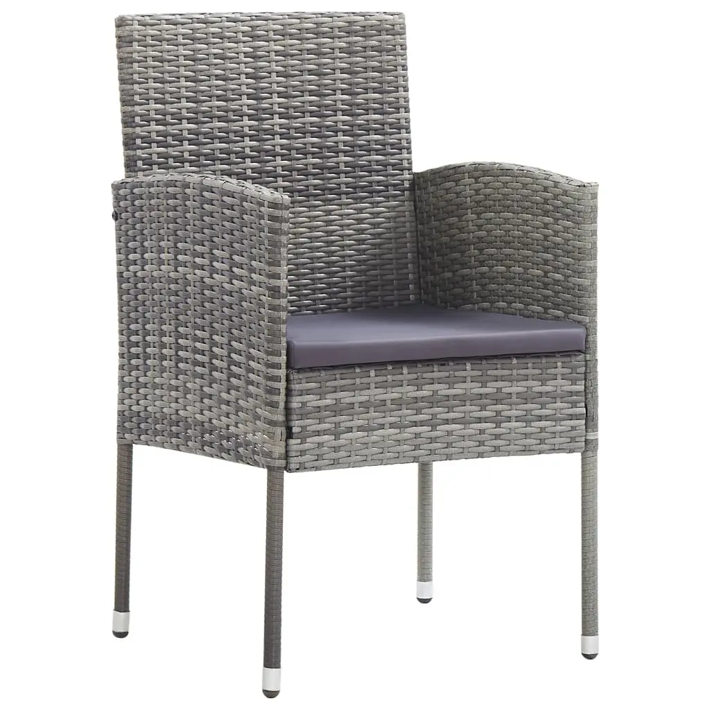 Set of 4 Grey Poly Rattan Outdoor Garden Chairs with Cushions