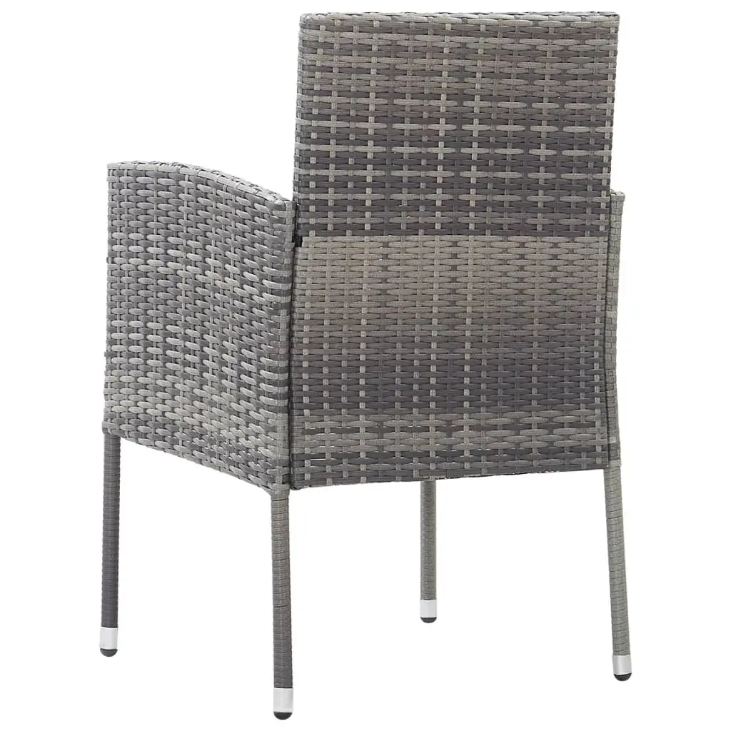 Set of 4 Grey Poly Rattan Outdoor Garden Chairs with Cushions