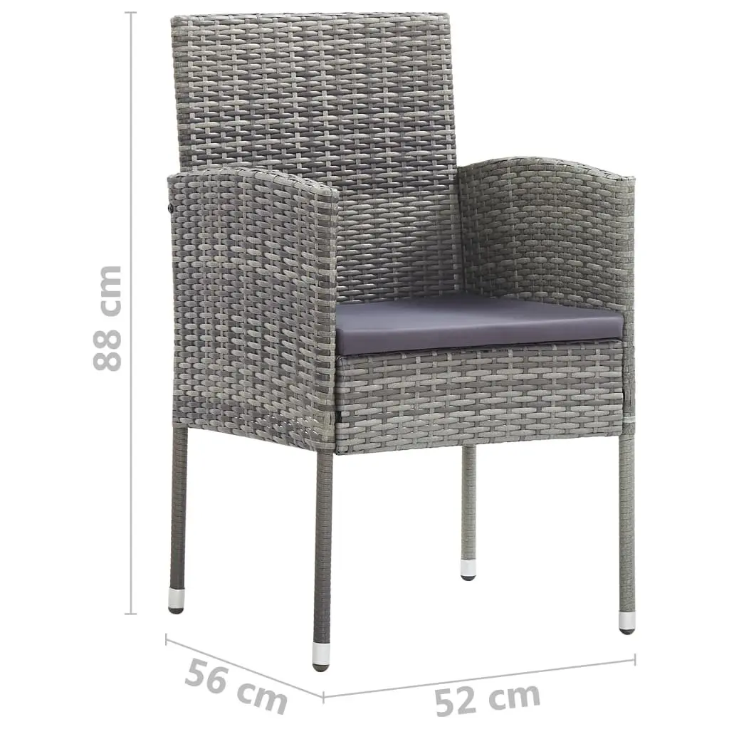 Set of 4 Grey Poly Rattan Outdoor Garden Chairs with Cushions