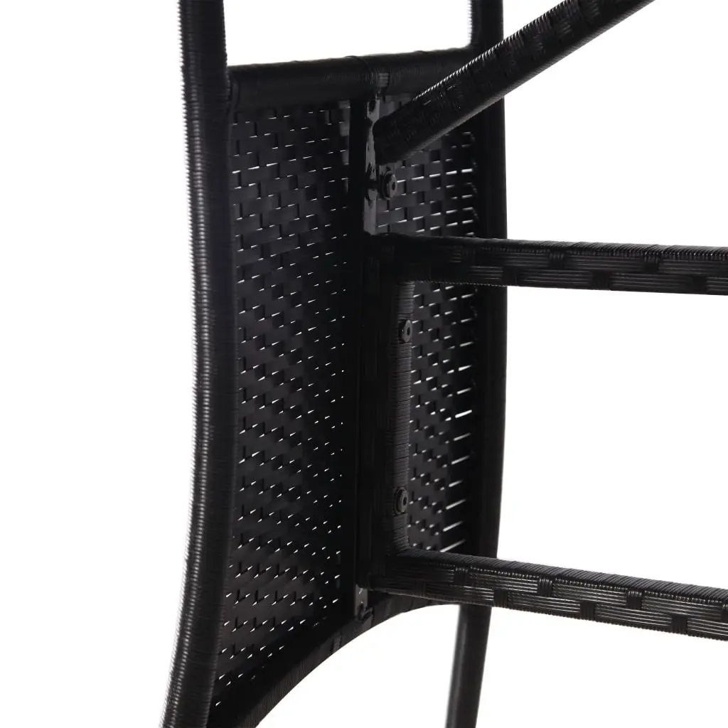 Garden Table Poly Rattan 140x80x74cm Black Glass Top