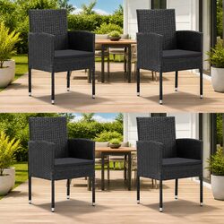 Premium Black Poly Rattan Garden Chairs Set of 4