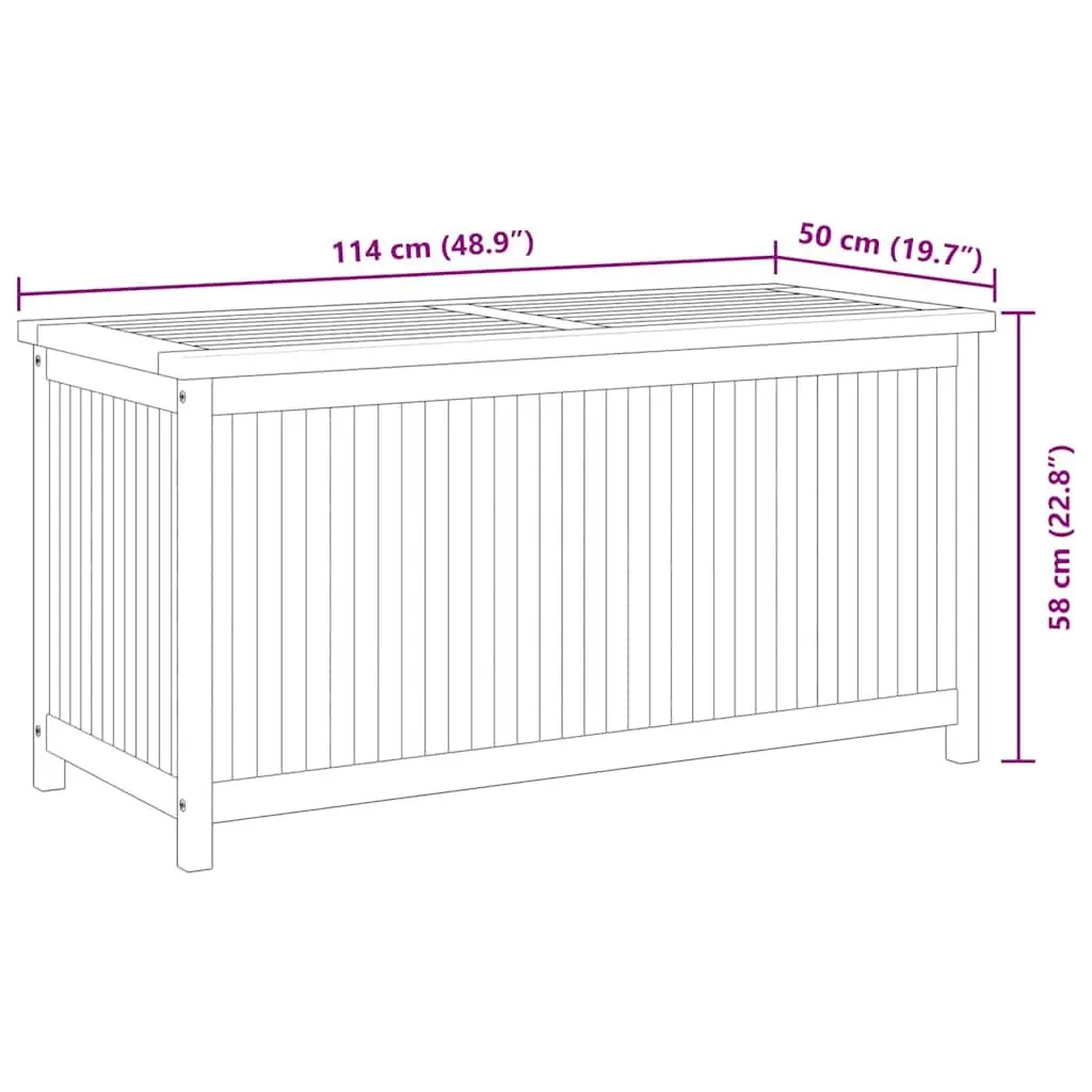 Garden Storage Box 114x50x58 cm Solid Teak Wood