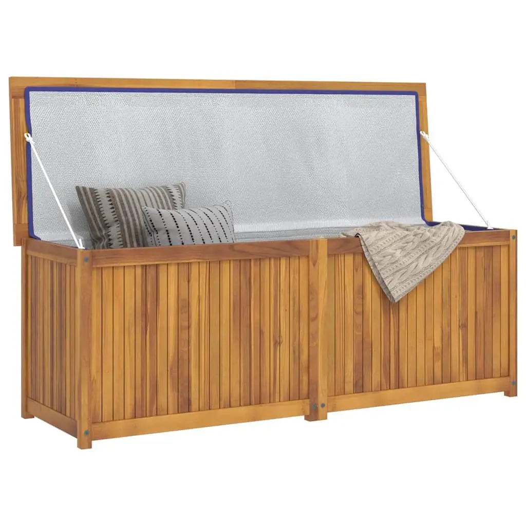 Outdoor Chest Teak Wood 150x50x55 cm Garden Storage Box Brown Easy Open Lid Weather Resistant