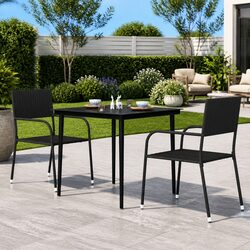 Outdoor Steel and Glass Dining Table for Patio and Garden