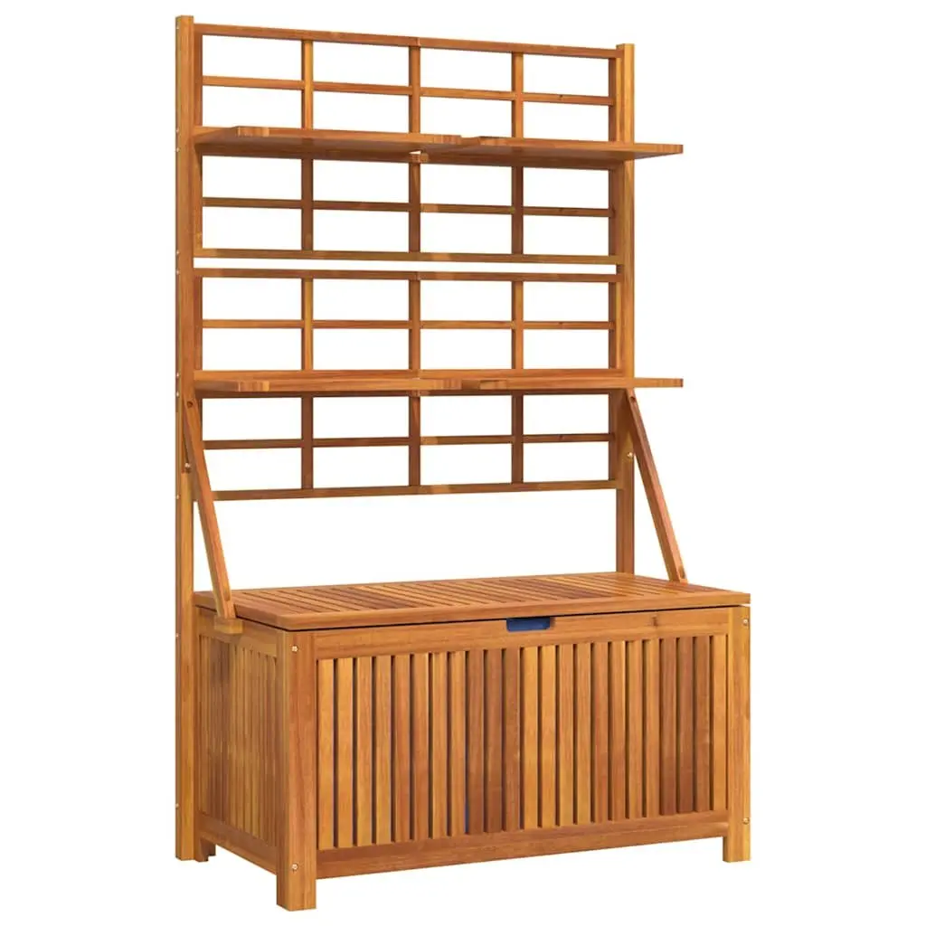Brown Acacia Wood Outdoor Storage Box with Trellis