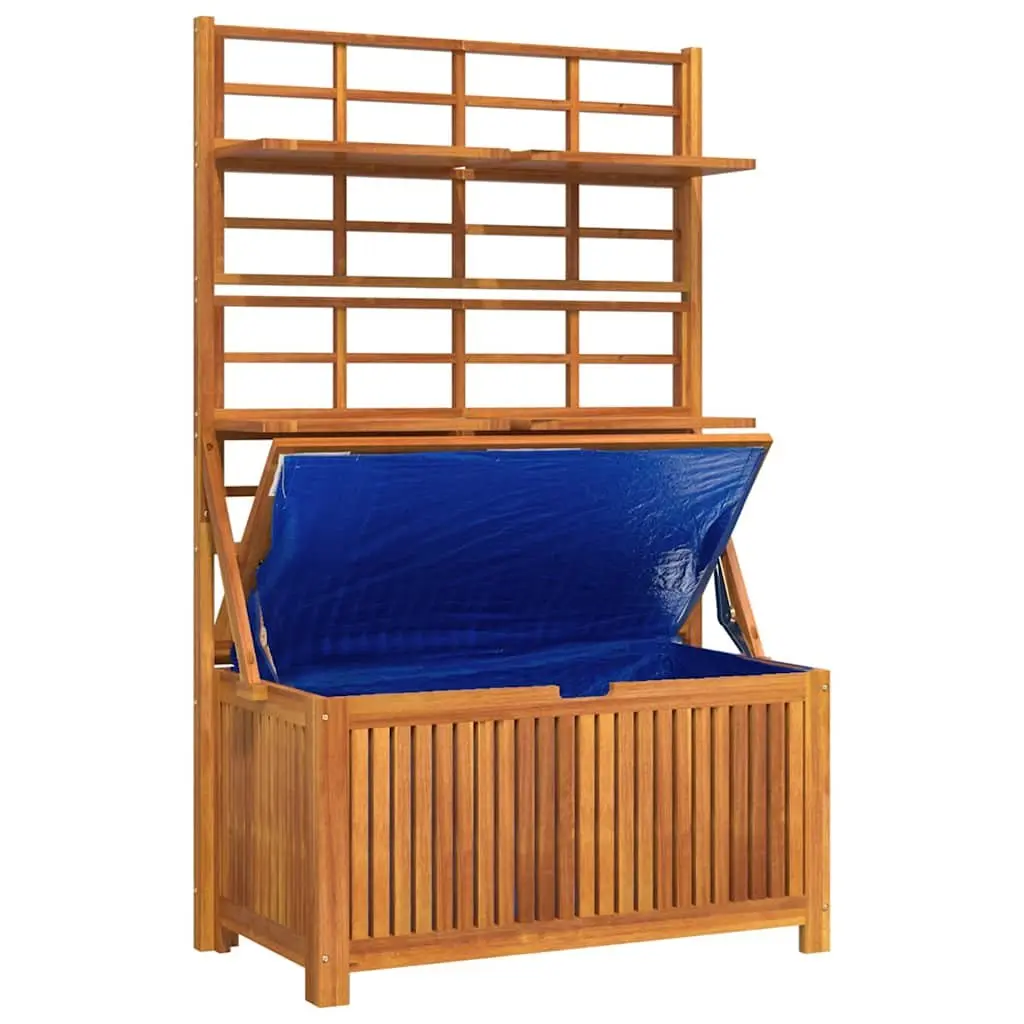 Brown Acacia Wood Outdoor Storage Box with Trellis