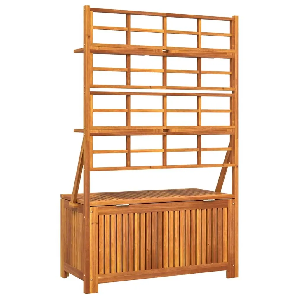 Brown Acacia Wood Outdoor Storage Box with Trellis