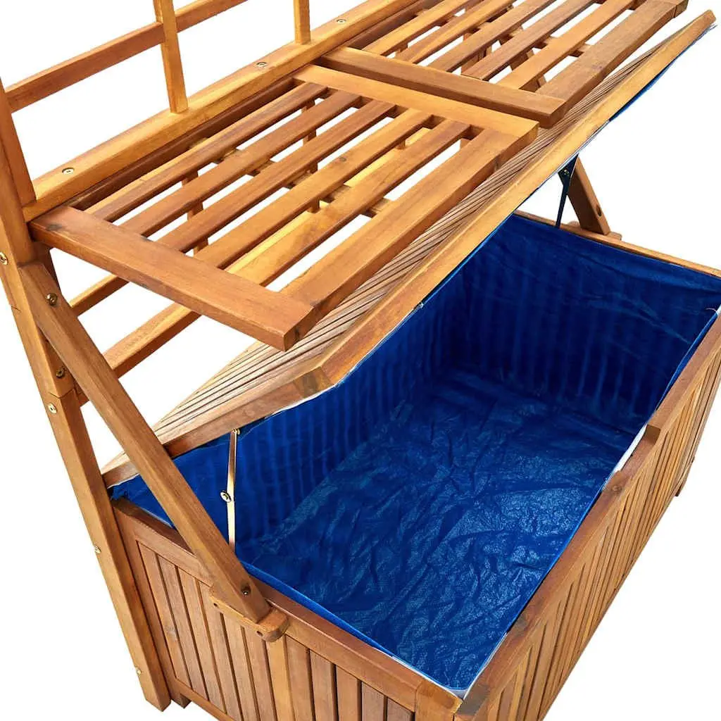 Brown Acacia Wood Outdoor Storage Box with Trellis