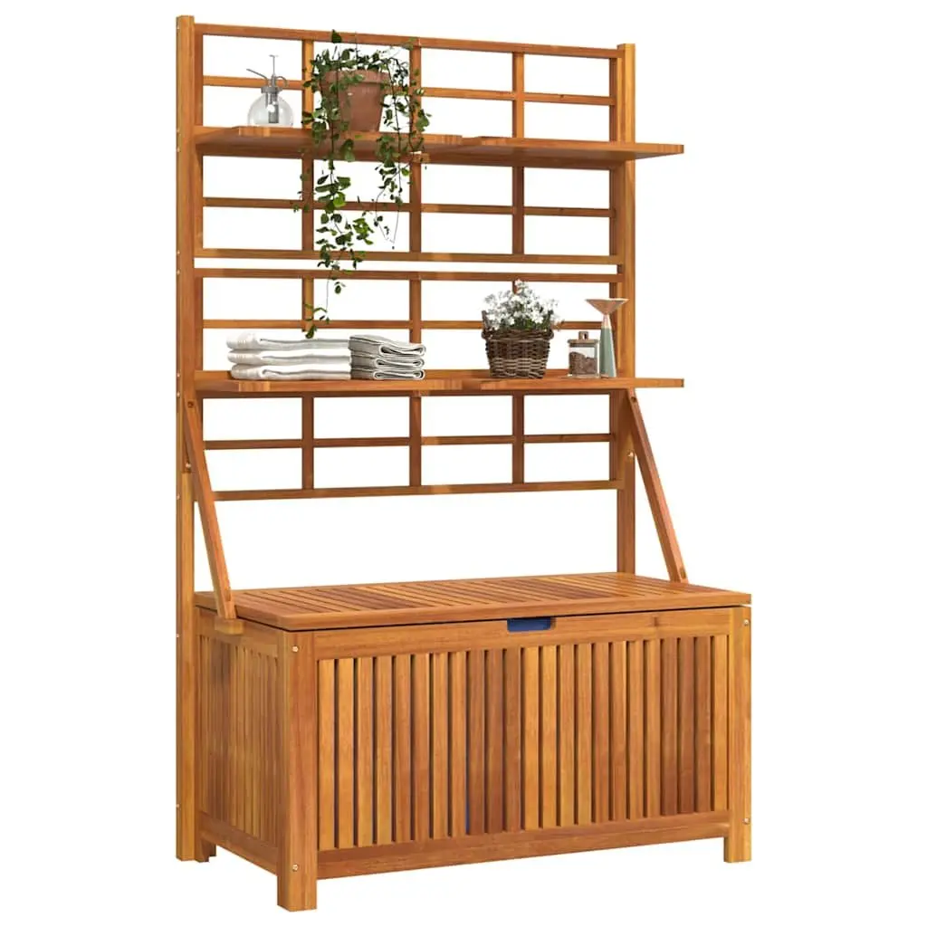 Brown Acacia Wood Outdoor Storage Box with Trellis