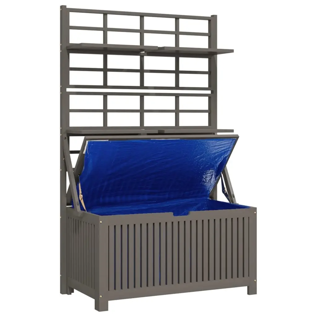 Solid Wood Garden Planter with Trellis, Grey 99x50x160cm