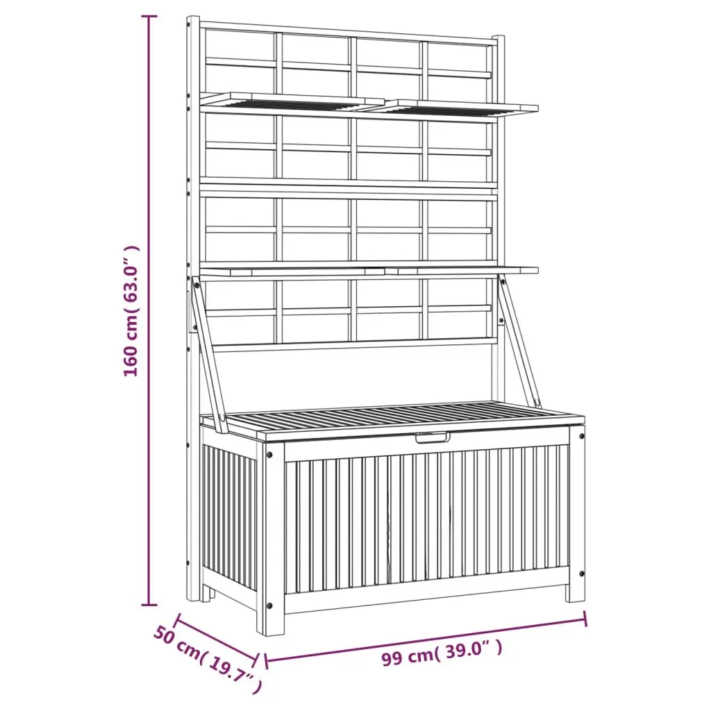 Solid Wood Garden Planter with Trellis, Grey 99x50x160cm