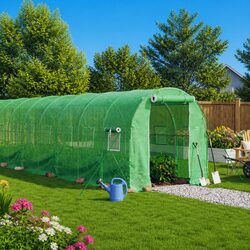 Durable 20 m² Steel Frame Greenhouse with Roll-Up Door