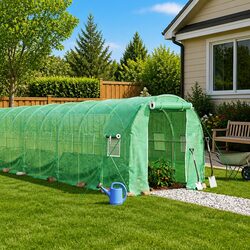 Durable 24 m² Steel Frame Greenhouse with Roll-Up Door