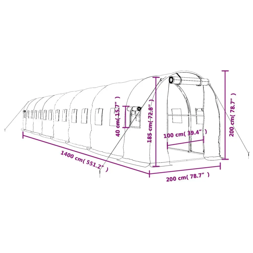 28m² Greenhouse with Durable Steel Frame